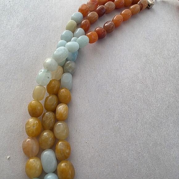 Jay King Multi Stone Necklace 18" Blue Aquamarine Red Agate New Western - Picture 8 of 10